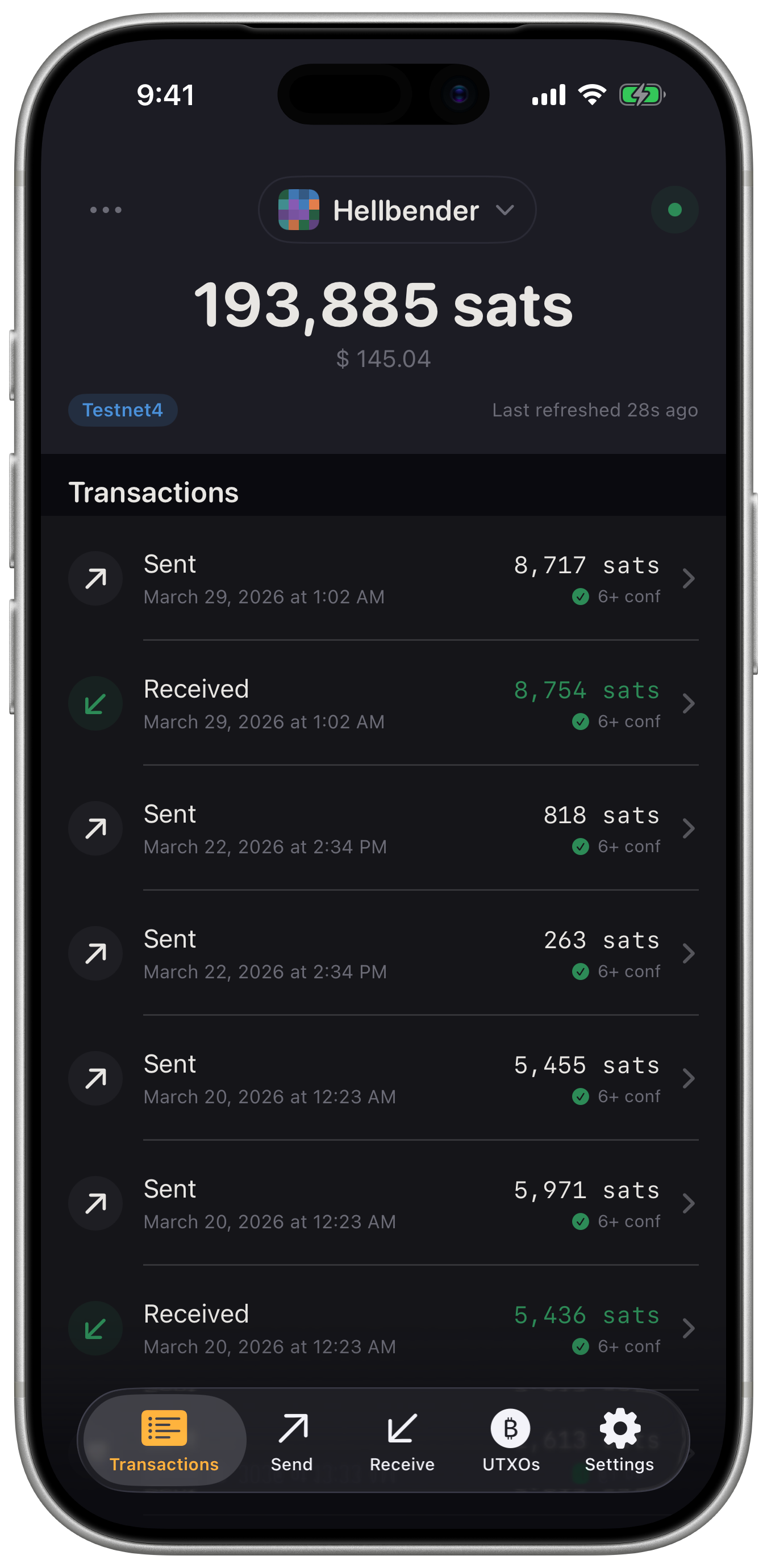Transaction list with balance