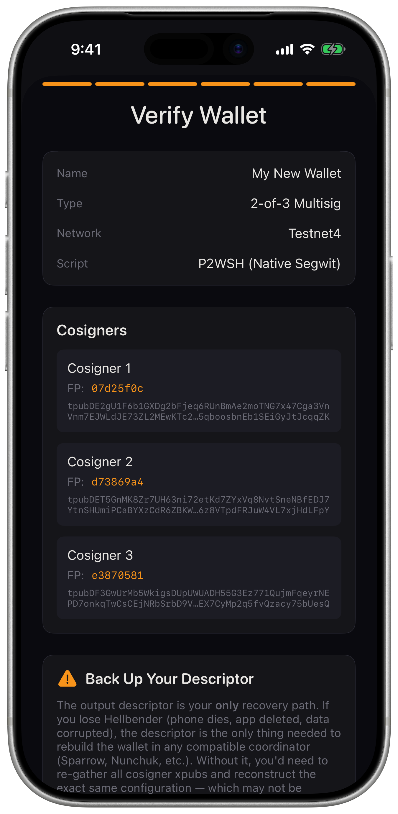 Verify wallet screen
