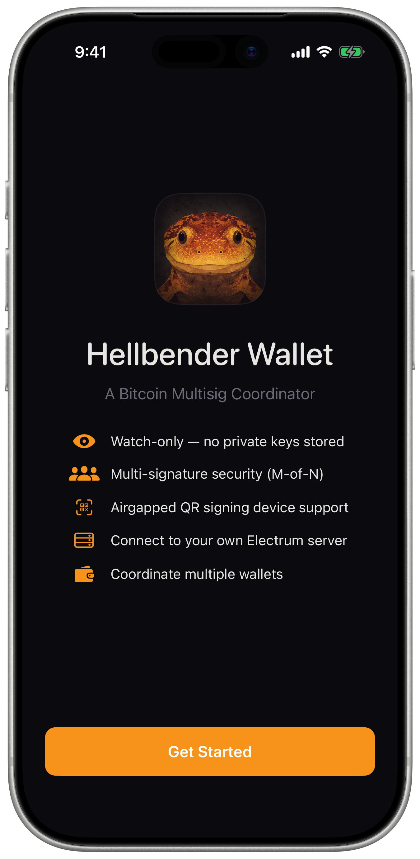 Hellbender welcome screen